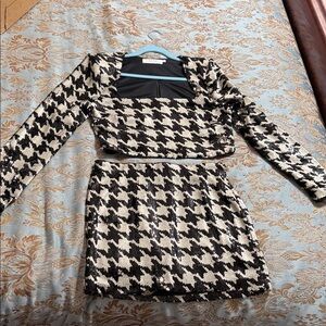 ASTR the Label Black and White Houndstooth Sequin skirt Set